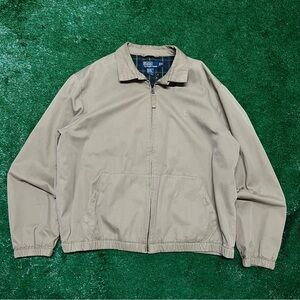 Polo Ralph Lauren Men’s Bi Swing Harrington Jacket XL Beige Blue Plaid Lining